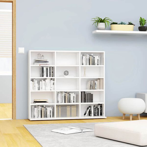 vidaXL Mobile Porta CD Bianco Lucido 100x23x89,5 cm Legno Multistrato