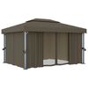 vidaXL Gazebo con Tende e Stringa di Luci LED 4x3 m Grigio Talpa