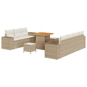 vidaXL Set Divano da Giardino 10 pz Beige polyrattan