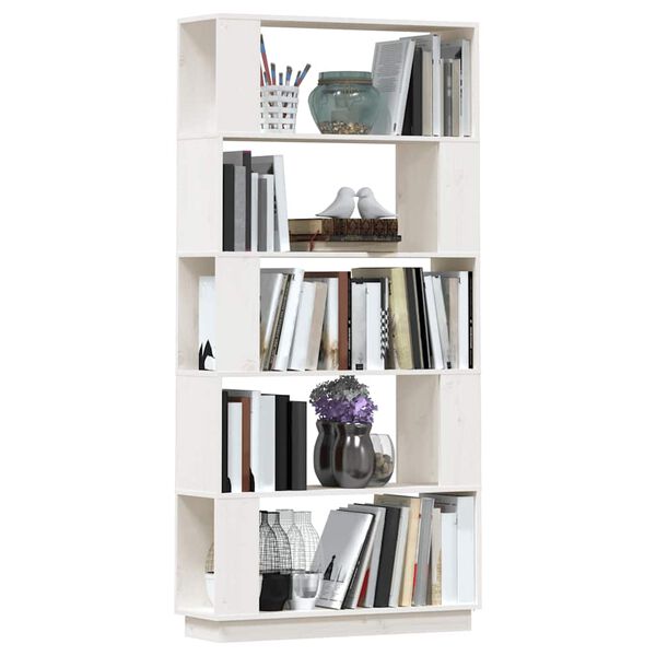 vidaXL Libreria/Divisorio Bianco 80x25x163,5 cm Legno Massello di Pino