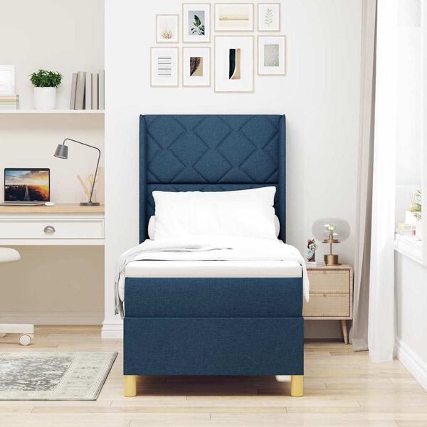 vidaXL Letto a molle con materasso Blu 80 x 200 cm Tessuto