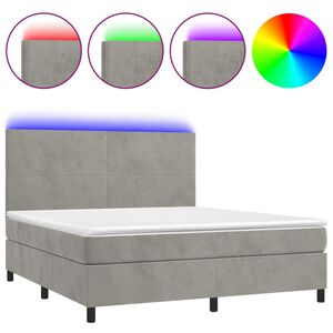 vidaXL Letto a Molle Materasso e LED Grigio Chiaro 180x200 cm Velluto