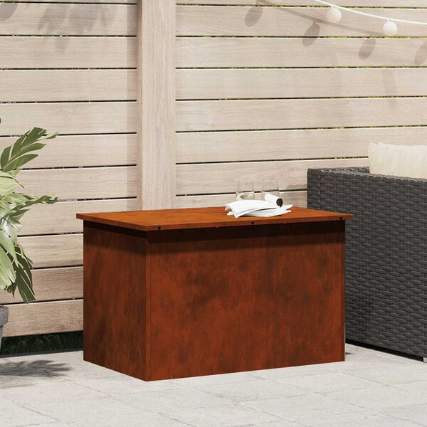 vidaXL Scatola di Stoccaggio Esterno Ruggine 80 x 50,5 x 50 cm Acciaio