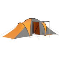 vidaXL Tenda da Campeggio 6 Persone in Tessuto Grigio e Arancione