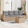 vidaXL Set Divano da Giardino 5 pz con Cuscini Beige in Polyrattan