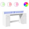 vidaXL Scrivania con Luci LED Bianca 160x55x91 cm in Legno Multistrato