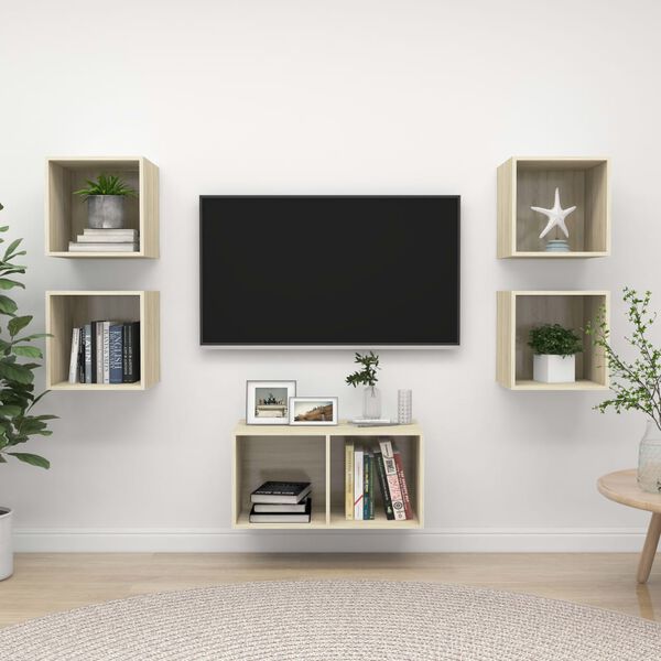 vidaXL Set Mobili TV 5 pz Rovere Sonoma in Legno Multistrato