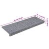 vidaXL Tappetini per scale 30 pz 65x21x4 cm Grigio chiaro Bordo rettangolare