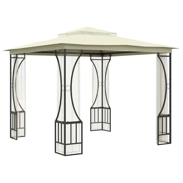 vidaXL Gazebo con Rete 300x300x265 cm Crema