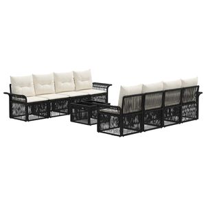 vidaXL Set Divano da Giardino 9 pz Nero polyrattan