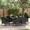 vidaXL Set da Pranzo per Giardino con cuscino 7 pcs Nero polyrattan