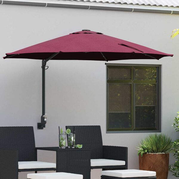 vidaXL Ombrello da giardino Rosso Bordeaux 248 x 248 x 148 cm