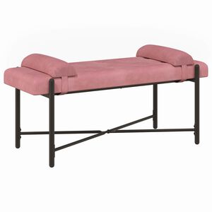 vidaXL Panchina con bottoni e cuscini Rosa 110 x 40 x 46 cm Velluto