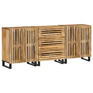 vidaXL Credenze 3 pz 60x34x75 cm in Legno Massello di Mango Grezzo