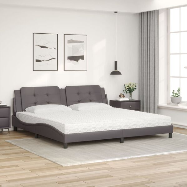 vidaXL Letto con Materasso Zadar Grigio 200x200 cm in Similpelle
