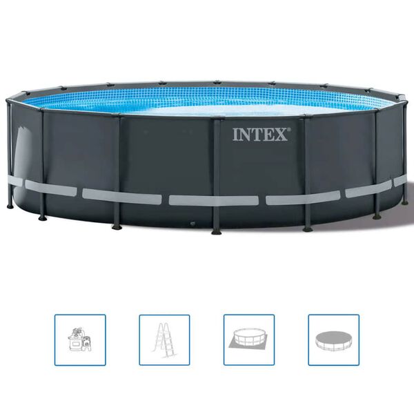 Intex Set Piscina Rotonda con Telaio Ultra XTR 488x122 cm