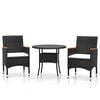 vidaXL Set da Pranzo per Giardino 3 pz in Polyrattan Nero