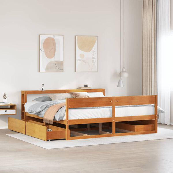 vidaXL Letto senza Materasso Marrone Cera 200x200 cm in Legno di Pino