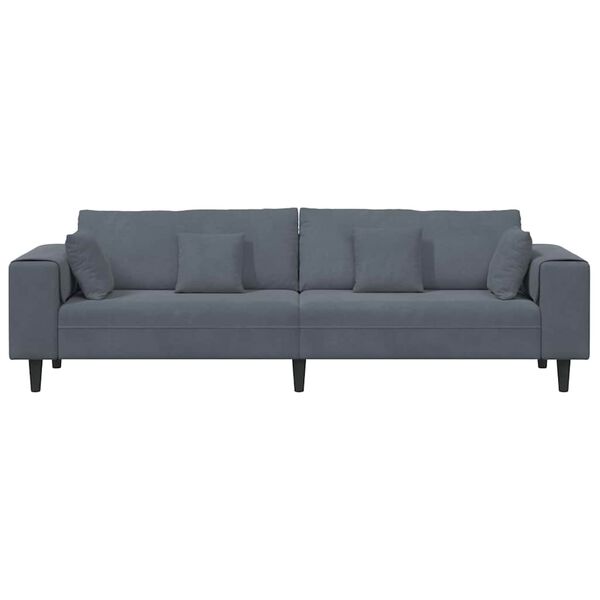 vidaXL Divano con cuscino Grigio scuro 250 x 77 x 76 cm Velluto