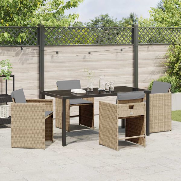 vidaXL Set da Pranzo per Giardino 5 pcs Beige polyrattan