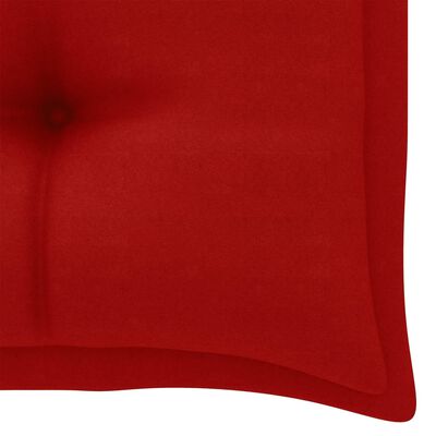 vidaXL Panca da Giardino con Cuscino Rosso 112 cm in Legno di Teak