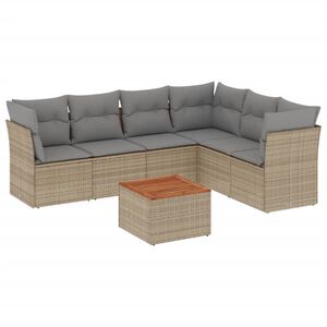 vidaXL Set Divano da Giardino 7 pz con Cuscini Beige Misto Polyrattan