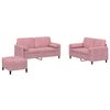 vidaXL Set di Divani 3 pz con Cuscini Rosa in Velluto