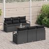 vidaXL Set Divano da Giardino con cuscino 7 pcs Nero polyrattan