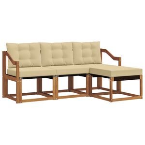 vidaXL Set di divani da esterno con cuscino 4 pcs Naturale e Beige