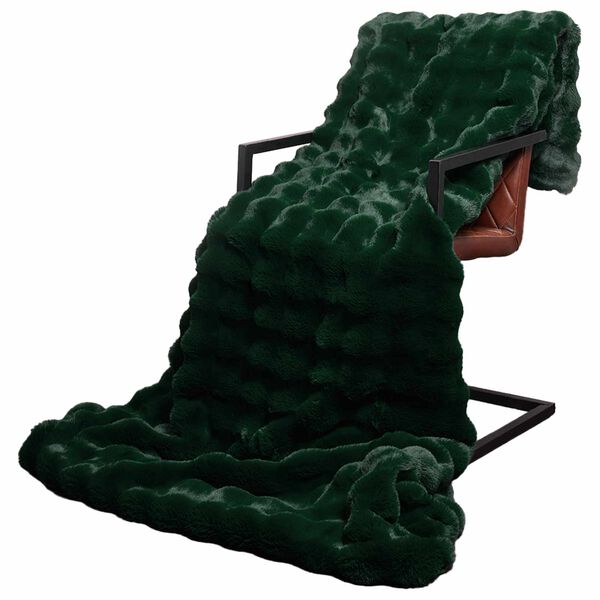 vidaXL Coperta in Pelliccia di Coniglio Finta Olite Verde Scuro