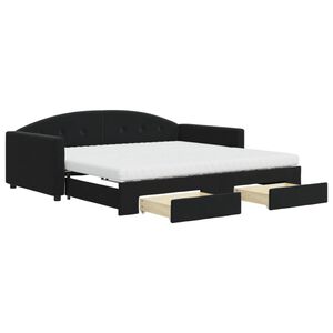 vidaXL Divano Letto Estraibile con Cassetti Nero 100x200 cm in Velluto