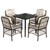 vidaXL Set da Pranzo da Giardino 5pz con Cuscini in Polyrattan Marrone