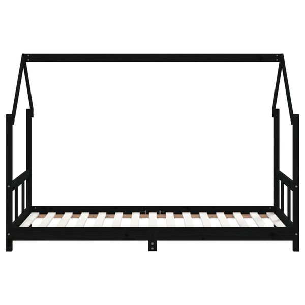 vidaXL Giroletto per Bambini Nero 90x190 cm in Legno Massello di Pino