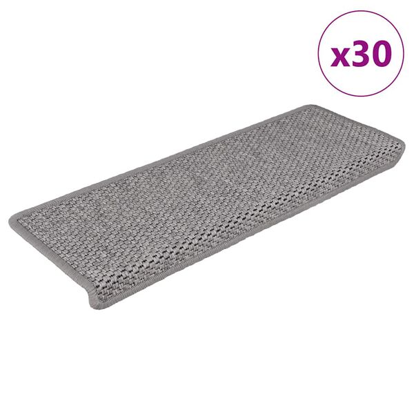 vidaXL Tappeti Autoadesivi Scale Aspetto Sisal 30 pz 65x21x4cm Argento