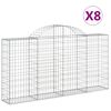 vidaXL Cesti Gabbioni ad Arco 8 pz 200x30x100/120 cm Ferro Zincato