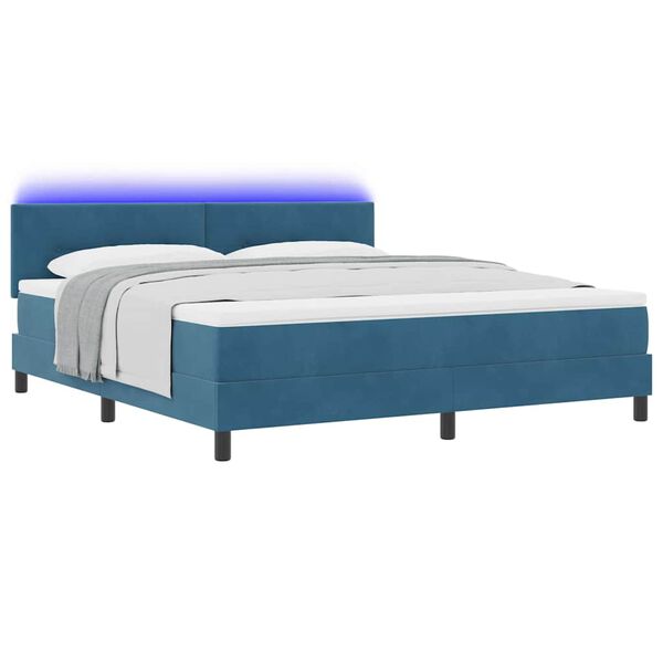 vidaXL Letto a molle con testiera Blu scuro 180 x 200 cm Velluto