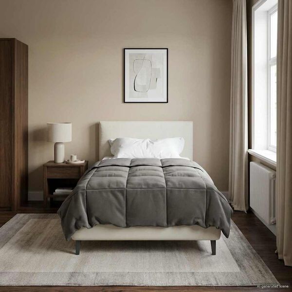 vidaXL Duvet Estivo Trapuntato Grigio chiaro 155 x 220 cm Microfibra