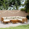 vidaXL Set Divani da Giardino 8 pz con Cuscini Crema in Legno Acacia