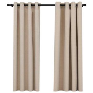 vidaXL Tende Oscuranti Effetto Lino con Occhielli 2 pz Beige 140x175cm