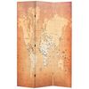 vidaXL Paravento Pieghevole 120x170 cm Stampa Mappa del Mondo Giallo