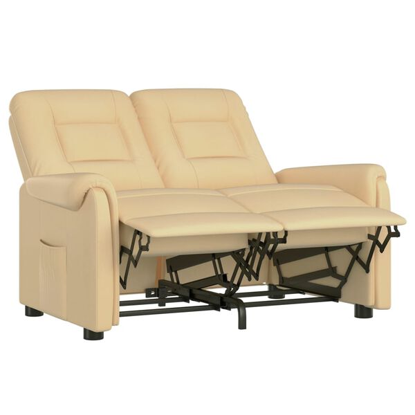 vidaXL Poltrona Massaggiante Reclinabile a 2 Posti Crema Microfibra