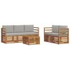 vidaXL Set divani con cuscino 6 pcs Grigio Naturale e Chiaro