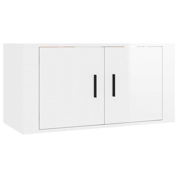 vidaXL Set di Mobili Porta TV 2 pz Bianco Lucido in Legno Multistrato