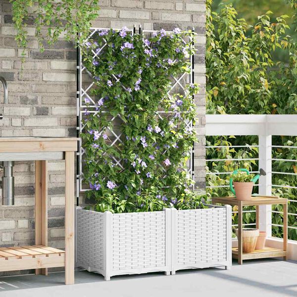 vidaXL Vaso da giardino 2 pcs Bianco 80 x 40 x 143 cm Acciaio