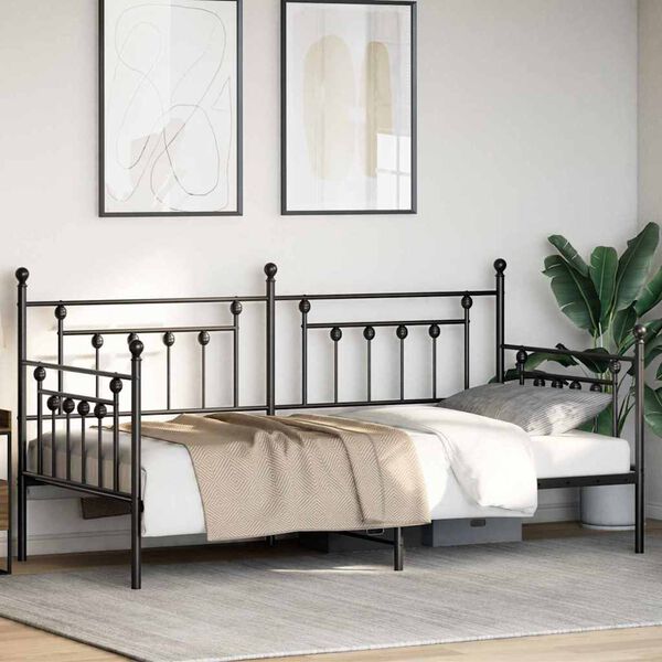 vidaXL Struttura per letto di giorno Nero 107 x 203 cm Acciaio