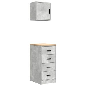 vidaXL Armadi da Garage 2 pz Grigio Cemento in Legno Multistrato