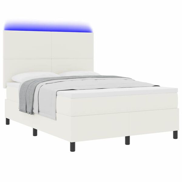 vidaXL Letto a Sorgente LED con testiera Crema e Bianco 140 x 200 cm