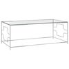 vidaXL Tavolino da Caff&egrave; Argento 120x60x45 cm in Acciaio Inox e Vetro