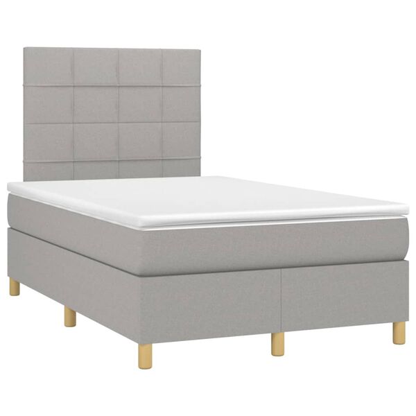 vidaXL Letto a Molle Materasso e LED Grigio Chiaro 120x200 cm Tessuto