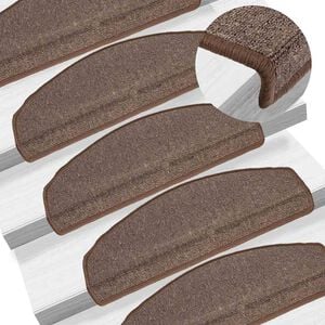 vidaXL Tappetini per scale 15 pz 65x24x4 cm Marrone caff&egrave; Semicircolari Grandi